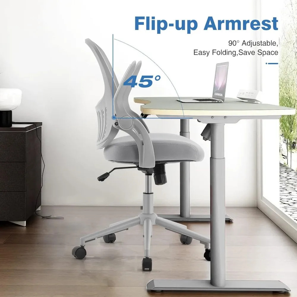 Flip-up armrest feature for desk chair